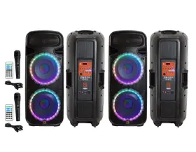 Psbat6200 Mr Dj Usa 2 Dual 15 Inch 4000 Watt Max Power 3 Way Party Speaker With Built-in