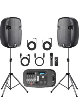 Nbvpps21dsp Nbvoice 10 Inch 600w Professional Powered Pa System With 8-channel Mixer Bluetooth