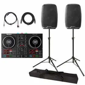 Numark 603786635871 Party Mix Ii Controller With Built In Light Show 12 Inch Active Pa Speakers