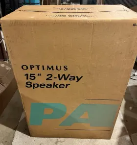 40-0115 Optimus New In Box. 15 Inch 2-way Pa Speakers 8ohms 150-300 Watts. Never Opened