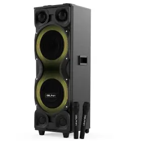 Sp-2250rbt Party Speaker Dolphin Dual 12 Inch X-bass 120w Rms Wavesync Led 2 Wireless Mics