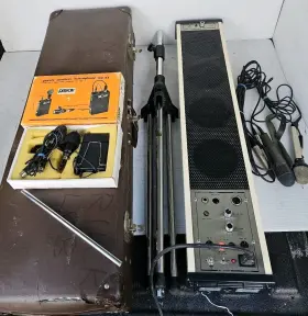 Ca-150x Paso 150x Very Rare- Amplicolumn Pa System 3x Mics Tripod Works