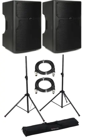 Pvxp15btbun1 Peavey Pvxp 15 Inch Bluetooth Powered Speakers With Stands And Cables