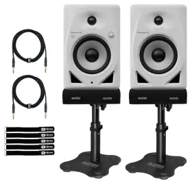 Dm-50dbtw-deskstand Pioneer Dj Dm-50d-bt-w 5 Inch White Bluetooth Studio Monitor Speakers W Desk Stands