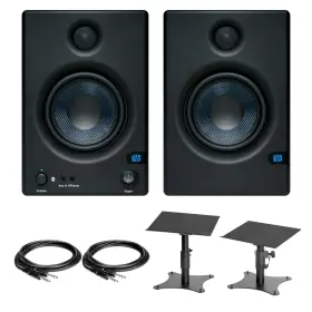 Cpre254-02 Presonus E5 Bt 5-inch Studio Monitors Bundle With Trs Cables And Desktop Stands