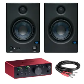 Cpre254-03 Presonus E5 Bt 5-inch Studio Monitors Bundle With Scarlett Solo And Trs Cables