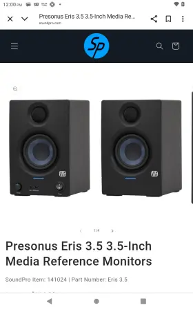 2235190 Presonus Eris 3.5 E3.5 Bt 50w Studio Monitor - Black Pair Brand New Active Media Re