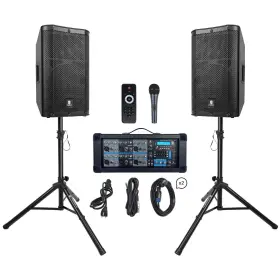 126-da Proreck Pa Powered Mixer Speaker System 2000w 6-channel With 12ftft Speakers