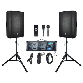 158-da Proreck Pa Speaker System 2400w Bluetooth With 8-channel Powered Combo Set