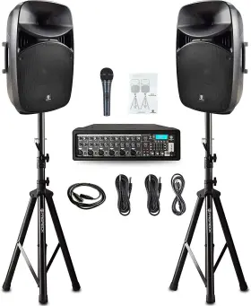 2500w Proreck 6974210700149 Powered Pa Speaker System 15 Inch Bluetooth Mixer Portable Set
