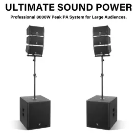 Club8000 Proreck 8000w Pa Speaker System 18 Inch Powered Subwoofer Combo Set Dj Stage Array
