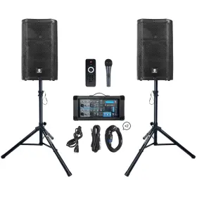 1800w Proreck Da-10 Pa Speaker System 4-channel Powered Mixer 2 10ftft Passive