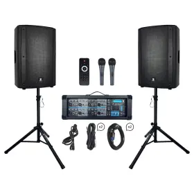 Ms-158 Proreck 2400w Pa Speaker System 8-channel Powered Mixer 2 15ftft Passive Speakers