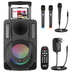 Phpwa10tb Pyle 10 Portable Pa Wireless Karaoke System Two Mic Speaker - Scratch And Dent