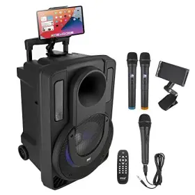 Phpwa15tb Pyle 15 Inch Bluetooth Pa Speaker With Mics Tablet Stand Party Lights And Usb