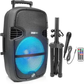 Pphp1548b Pyle 15 Inch Portable Wireless Bt Speaker System With Led Light And Wheels
