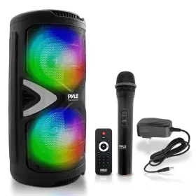 Speaker-240w Pyle Pphp2818b Pyleusa Portable Bluetooth Pa Dual 6.5 Inch Rechargeable Indoor/outd