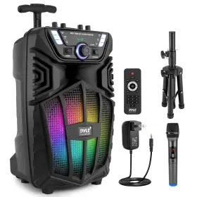 Pphp822nsm Pyle 8 Inch Rechargeable Fm/aux/mp3/usb/sd 480w Portable Bluetooth Pa Speaker