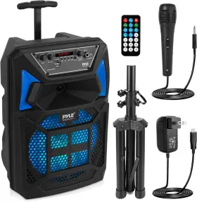 Pphp82sm Pyle Rolling Portable Bluetooth Pa Speaker System - 400w With Microphone Lights