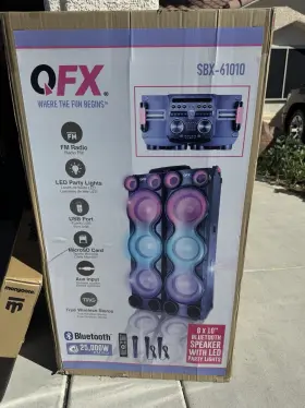 Sbx-61010 Qfx 6x10 Inch Bluetooth Speaker Led Party Lights Fm Usb Aux 25 000w