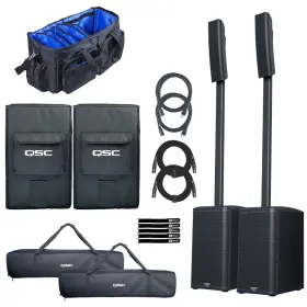 Kc12-bk Qsc 789049906466 Active Powered Black Column Dj Pa Speaker Systems Pair Pack