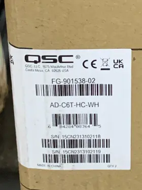 Fg-901538-02 Qsc Ad-c6t-hc 6.5 Inch 2-way Passive High Ceiling-mount Loudspeaker Pair/white