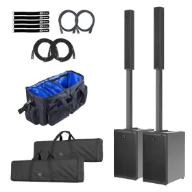 Evox-j9 Rcf 735345466739 Active 12 Inch Three-way Column Array Black 2-pack With Cables