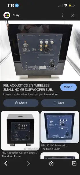 S30110117 Rel Acoustics S/3 Wireless Small Home Subwoofer Sub Bass System 400 W