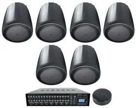 Rockville 4 Control 4-zone Matrix Multi Room Commercial Amp Wifi Receiver 6 Jbl Pendant Speakers