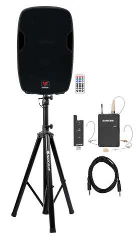 Swxpd2bde5 Rockville 613815653271 Bpa 15 Inch Bluetooth Speaker With Headset Mic For Speeches Presentations