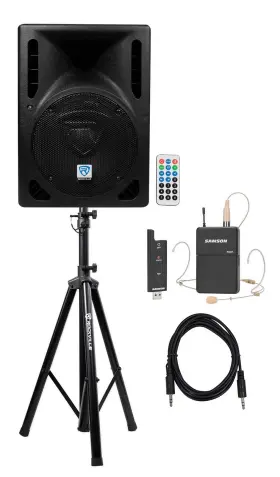 Swxpd2bde5 Rockville 613815653943 8 Inch Bluetooth Speaker System With Headset Mic For Speeches Presentations