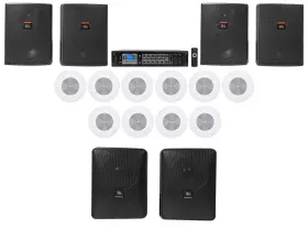 Rcs350-6 Rockville 613815699439 Jbl Restaurant/bar/cafe Kit With 6-zone Amp 10 8 Inch Background 6 Foreground Speakers