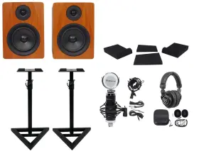 Rrs190s Rockville 613815948025 2 Apm6c 6.5 Inch 350w Powered Studio Monitors Stands Pads Headphones Mic