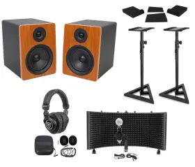 Rrs190s Rockville 613815948049 2 Apm6c 6.5 Inch 350w Studio Monitors Stands Pads Headphones Mic Shield