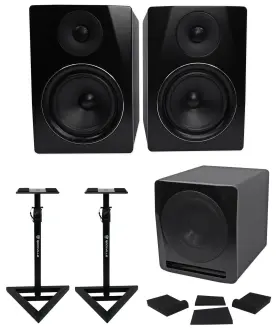 Rcdstr10b Rockville 613816009541 2 Apm6b 6 Inch Powered Studio Monitors Active 10 Subwoofer Foam Pads