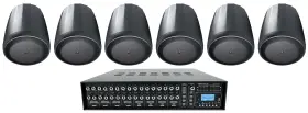 Rockville 613817176303 4-zone Matrix Multi Room Commercial 70v Amplifier 6 Jbl Black Pendant Speakers