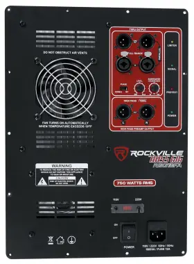 Rbg18fa Rockville 613817194420 Box 2 750w Rms High Powered Subwoofer Amp Plate With Crossov