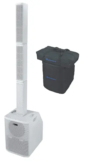 Rockville 613826659545 Titan Array System V2 White Pro Powered Column Speaker Dual 10 Inch Subs