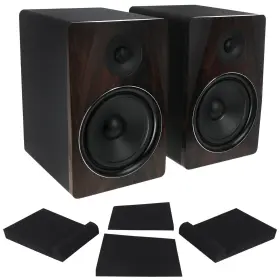 Rrs263m Rockville Apm8d Pair 8 Inch 500w Dark Wood Powered Studio Monitors Isolation Pads