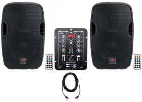 Rtr252 Rockville Bpa10 Rdj3bt 2 400 Watt 8 Inch Powered Speakers 2-channel Bluetooth Mixer With Usb