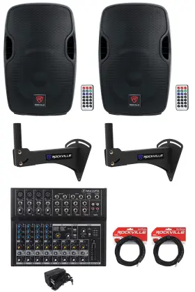 Rpw20 Rockville Bpa12 2 12 Inch Powered 600w Speakers With Bluetooth For Restaurant/bar/cafe