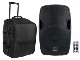 Sb12m Rockville Bpa12 12 Inch Powered 600w Dj Pa Speaker With Bluetooth Rolling Travel Bag