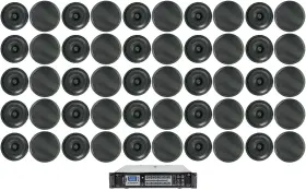 Rcs1000-6 Rockville Cc80t Black 50 8 Inch 70v Ceiling Speakers Amp For Restaurant/hotel