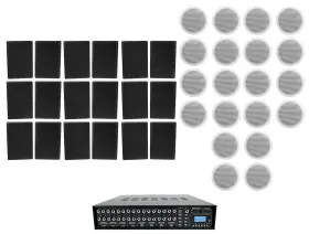 Ccl6t Rockville Wht 9 4-zone Matrix Amp 20 6 Inch White Ceiling 18 Wall Speakers 4 Restaurant