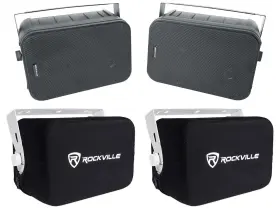 Rwbc65s Rockville Hp65s-8 Black 2 Outdoor Speakers Covers For Restaurant/bar/cafe