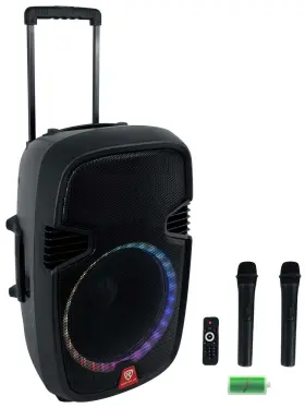 Ram-pro15 Rockville 15 Inch Battery Powered 1000w Pa Dj Bluetooth Speaker 2 Mics Led