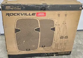Ramsys12 Rockville Pair 12 Inch Battery Powered Pro Bluetooth Dj Pa Speakers 2 Mics