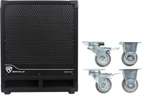 Rbg12s Rockville 12 Inch 1400 Watt Active Powered Pa Subwoofer Dj/pro Steel Casters