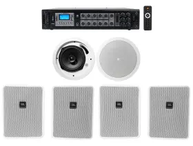 Rcs180-6 Rockville 25-1-wh 4 Jbl 5.25 Inch White Commercial Wall 6.5 Ceiling Speakers Amp Restaurant/cafe/bar