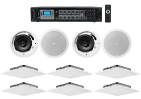 Rcs180-6 Rockville 81c/t 16c/t Office/restaurant Package With 6 Jbl Drop Ceiling Tile 4 6.5 Inch Speakers 6-zone Amp